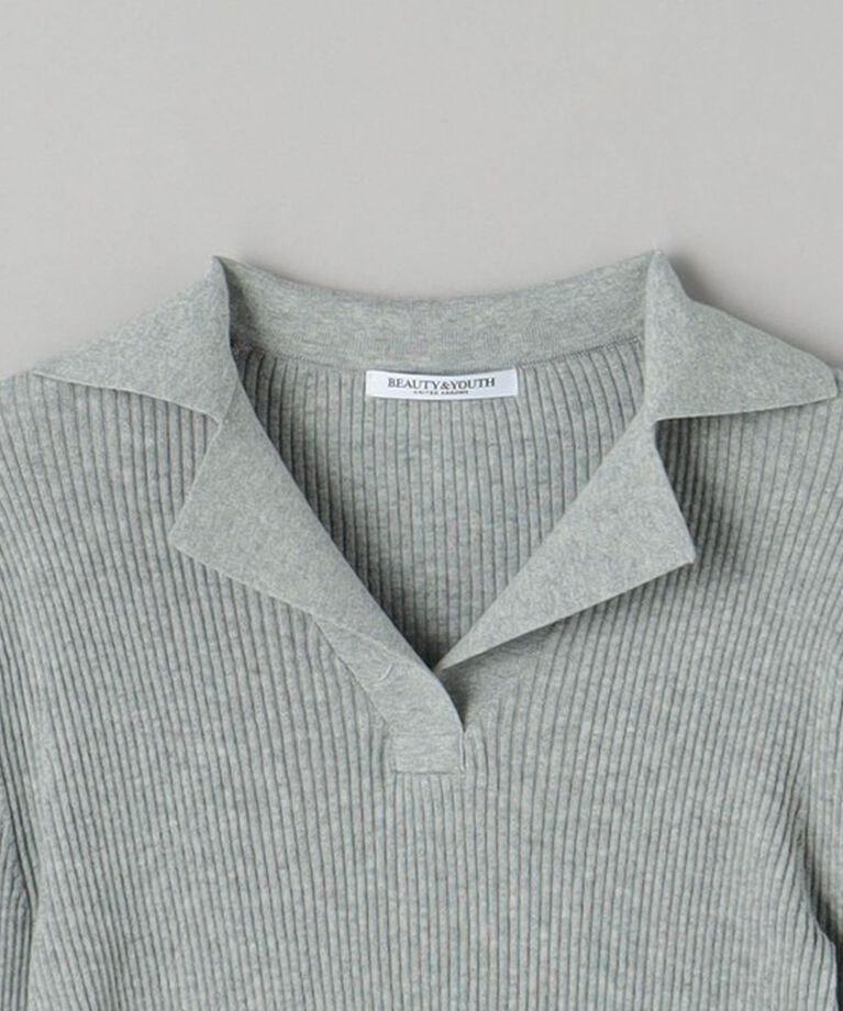 BEAUTY&YOUTH UNITED ARROWS「コットンリブ オープンカラーニット -ウォッシャブル-」|ニット・セーター|