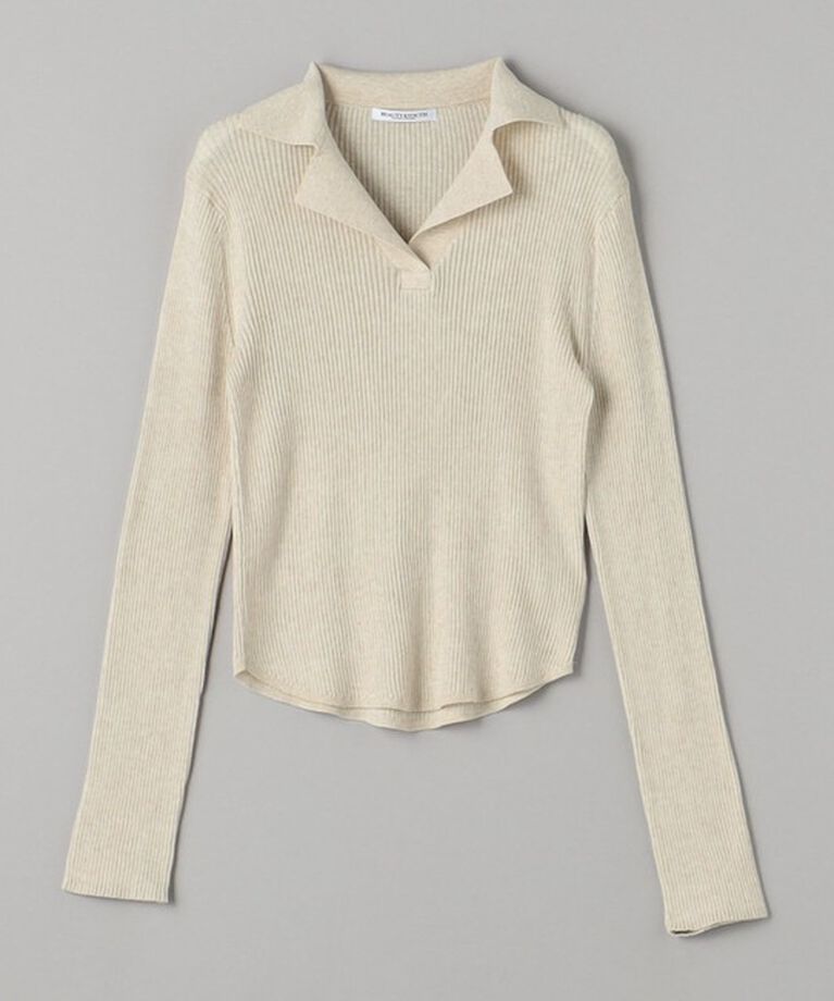 BEAUTY&YOUTH UNITED ARROWS「コットンリブ オープンカラーニット -ウォッシャブル-」|ニット・セーター|