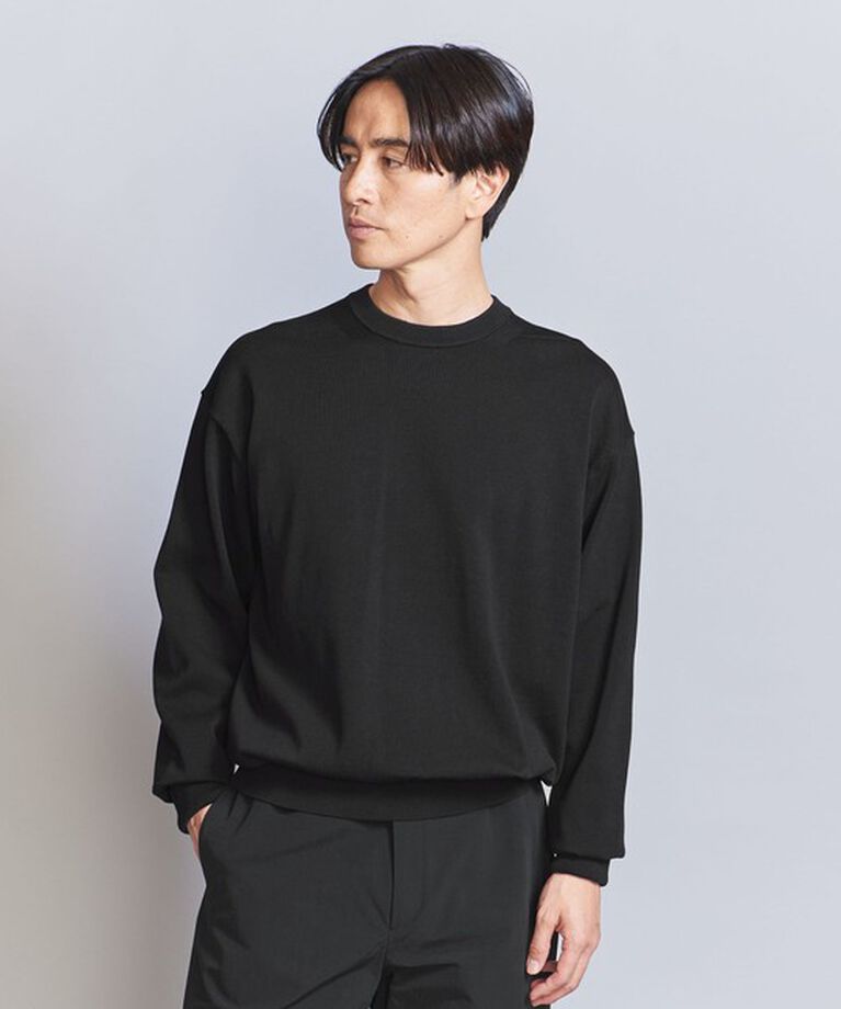 BEAUTY&YOUTH UNITED ARROWS「HI-LINE 3/90 ギザコットン クルーネック ニット」|ニット・セーター|BLACK