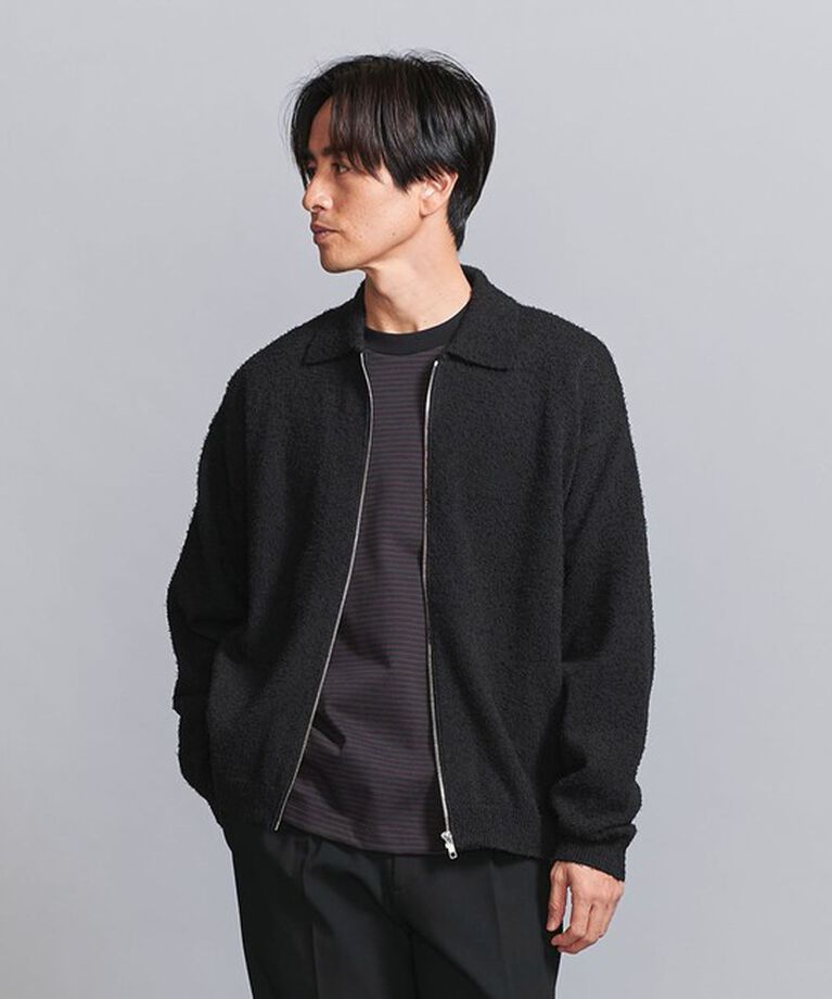 BEAUTY&YOUTH UNITED ARROWS「ツイスト ナッピング ジップ ジャケット ‐ウォッシャブル‐」|カーディガン|BLACK