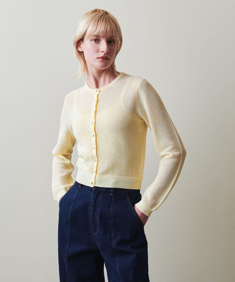 STEVEN ALAN「＜Steve Alan＞メッシュ ニット カーディガン」|カーディガン|OFF WHITE