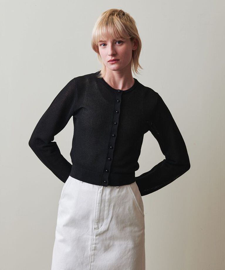 STEVEN ALAN「＜Steve Alan＞メッシュ ニット カーディガン」|カーディガン|BLACK