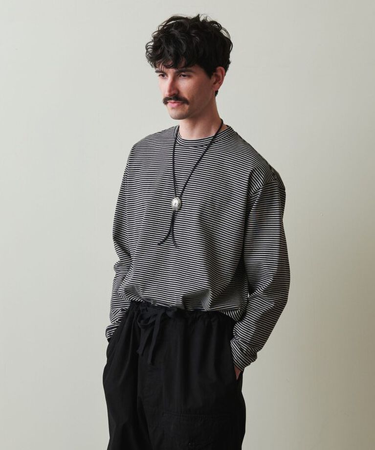 STEVEN ALAN「＜Steven Alan＞ オーガニックコットン ボーダー ロングスリーブ Tシャツ BOLD」|Tシャツ・カットソー|