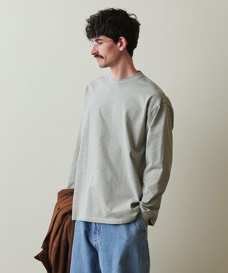 STEVEN ALAN「＜Steven Alan＞ オーガニックコットン ボーダー ロングスリーブ Tシャツ BOLD」|Tシャツ・カットソー|