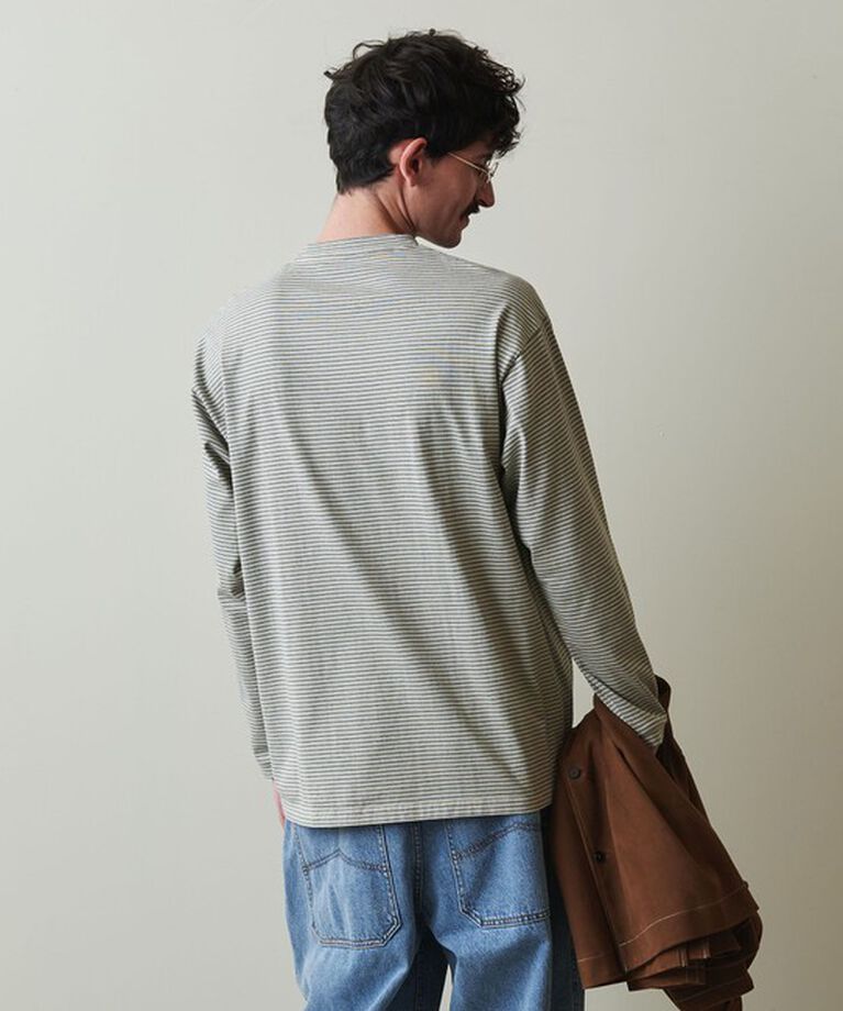 STEVEN ALAN「＜Steven Alan＞ オーガニックコットン ボーダー ロングスリーブ Tシャツ BOLD」|Tシャツ・カットソー|