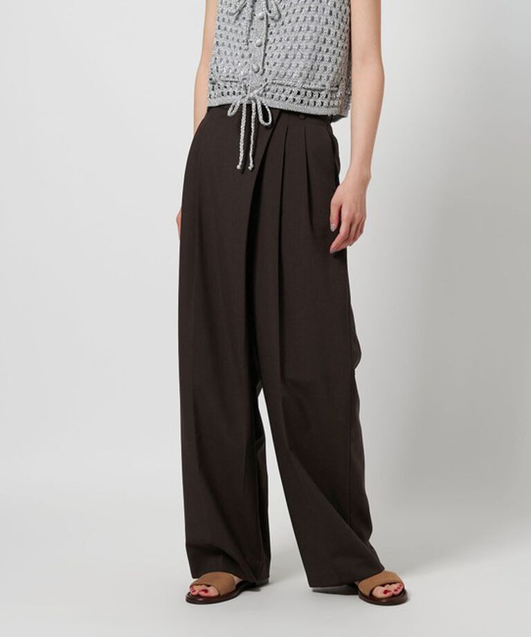 BEAUTY&YOUTH UNITED ARROWS「ポプリン 2タック ラップパンツ -ウォッシャブル-」|スラックス|DK.BROWN