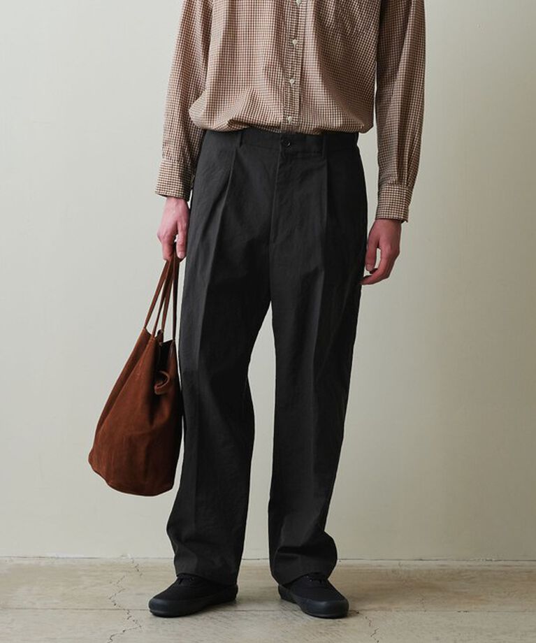 STEVEN ALAN「＜Steven Alan＞ ナイロン オックス アウト ワンプリーツ スラックス」|スラックス|BLACK
