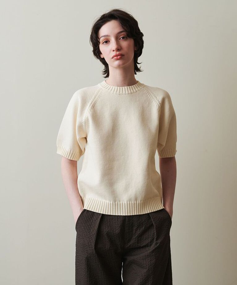 STEVEN ALAN「＜Steven Alan＞テープヤーン ハーフスリーブ ニット」|ニット・セーター|OFF WHITE