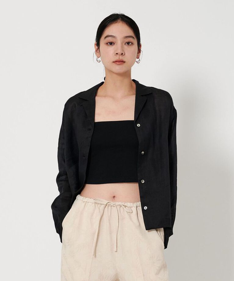 BEAUTY&YOUTH UNITED ARROWS「麻 オープンカラー シャツ」|シャツ・ブラウス|BLACK