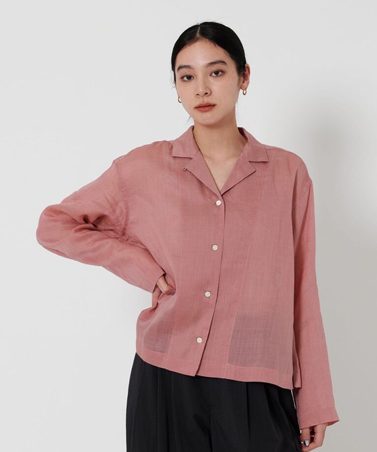 BEAUTY&YOUTH UNITED ARROWS「麻 オープンカラー シャツ」|シャツ・ブラウス|PINK