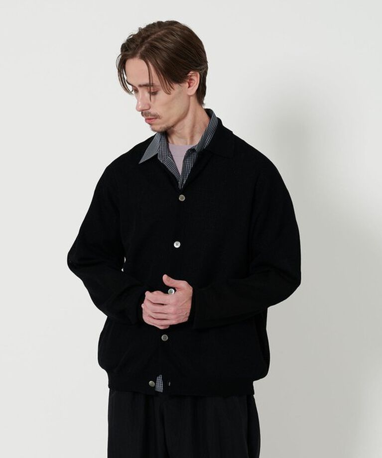 BEAUTY&YOUTH UNITED ARROWS「ミラノリブ ポロニット ジャケット ‐抗菌防臭‐」|カーディガン|BLACK