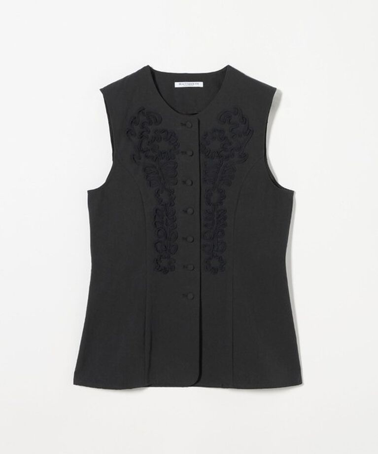BEAUTY&YOUTH UNITED ARROWS「コットンテープ エンブロイダリー ベスト」|ベスト・ジレ|BLACK