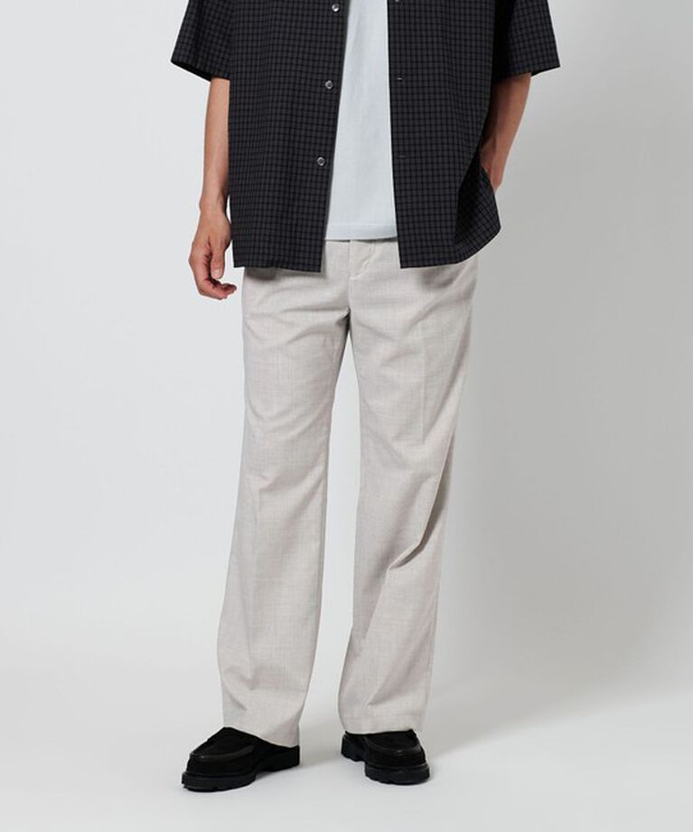 BEAUTY&YOUTH UNITED ARROWS「FLAX ライク 1プリーツ ワイド トラウザーズ ‐ヨコストレッチ・吸水速乾‐」|チノ|