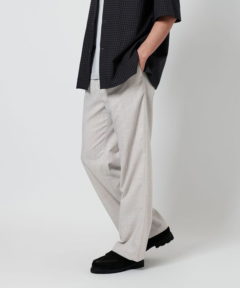 BEAUTY&YOUTH UNITED ARROWS「FLAX ライク 1プリーツ ワイド トラウザーズ ‐ヨコストレッチ・吸水速乾‐」|チノ|