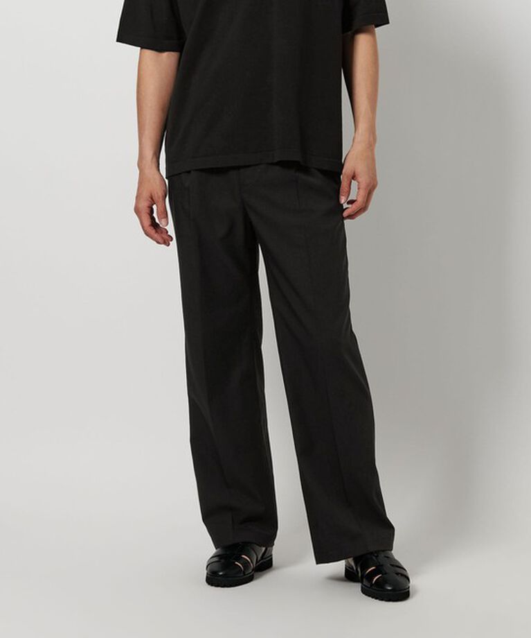 BEAUTY&YOUTH UNITED ARROWS「FLAX ライク 1プリーツ ワイド トラウザーズ ‐ヨコストレッチ・吸水速乾‐」|チノ|BLACK