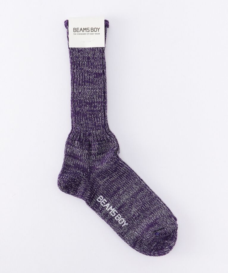 BEAMSBOY「BEAMS BOY / ラメ リブ クルー ソックス NEW」|ソックス|PURPLE