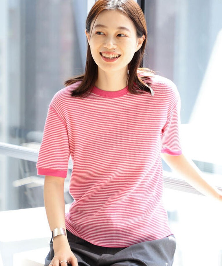 BEAMSBOY「Healthknit × BEAMS BOY / ワッフル ボーダー Tシャツ」|Tシャツ・カットソー|