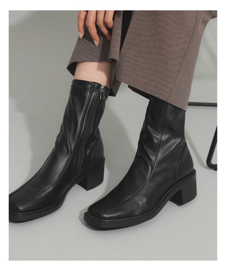 Ray BEAMS 「Ray BEAMS / ストレッチ ショート ブーツ」|ロングブーツ|BLACK