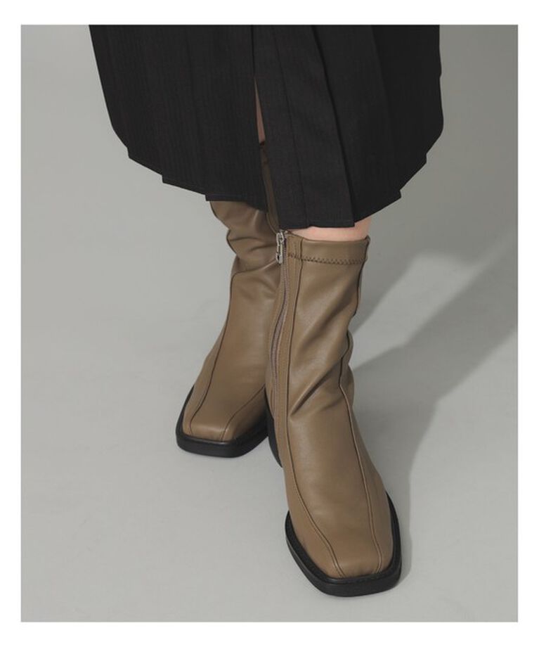 Ray BEAMS 「Ray BEAMS / ストレッチ ショート ブーツ」|ロングブーツ|KHAKI