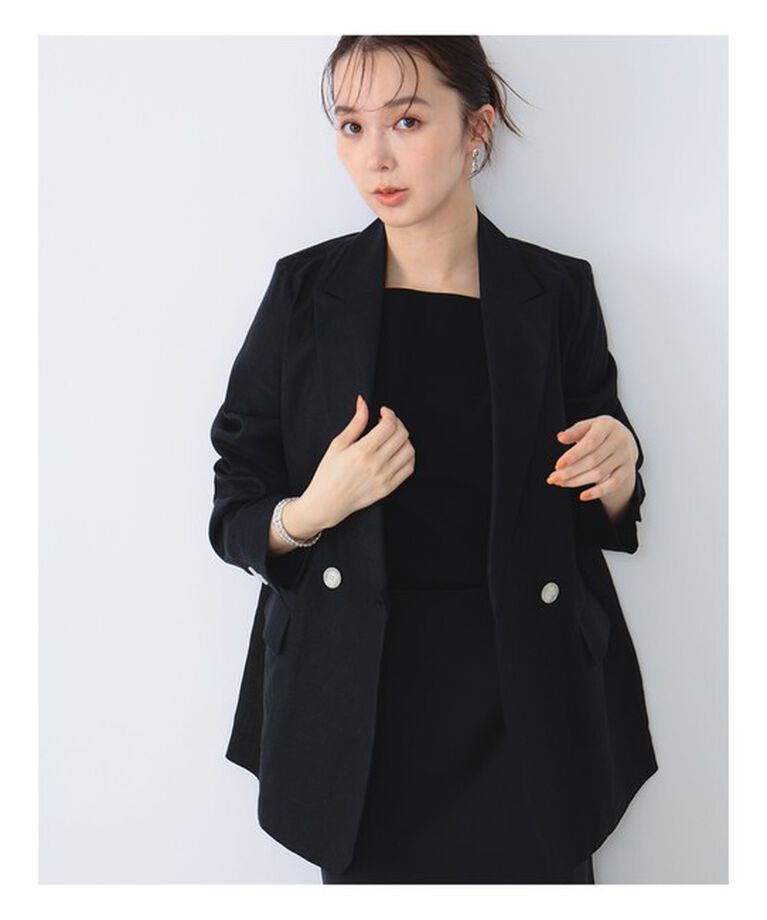 Demi-Luxe BEAMS 「Demi-Luxe BEAMS /  ダブル ブレスト リネン ジャケット」|ダッフルコート|