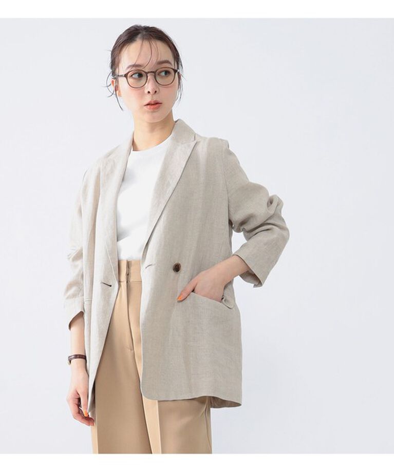 Demi-Luxe BEAMS 「Demi-Luxe BEAMS /  ダブル ブレスト リネン ジャケット」|ダッフルコート|BEIGE