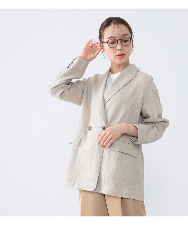 Demi-Luxe BEAMS 「Demi-Luxe BEAMS /  ダブル ブレスト リネン ジャケット」|ダッフルコート|