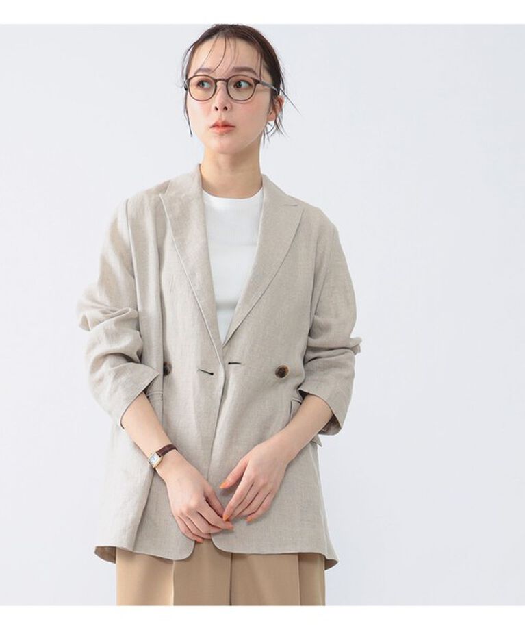 Demi-Luxe BEAMS 「Demi-Luxe BEAMS /  ダブル ブレスト リネン ジャケット」|ダッフルコート|