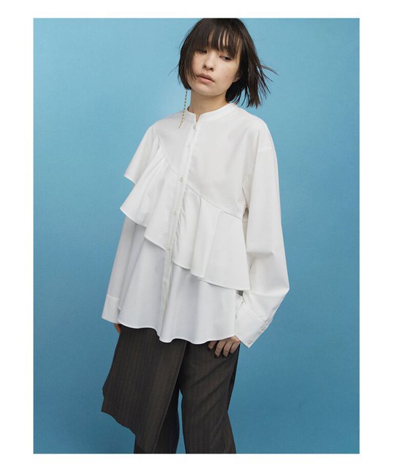 Ray BEAMS 「RBS / アシメ ラッフル シャツ」|シャツ・ブラウス|WHITE