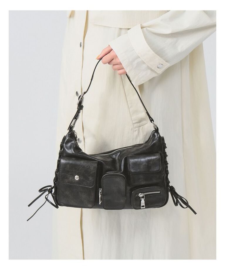 Ray BEAMS 「レースアップ ポケット バッグ」|その他|BLACK