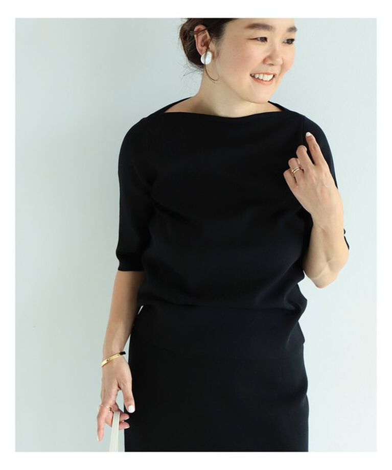 Demi-Luxe BEAMS 「シンプル ボートネックニット .M」|ニット・セーター|BLACK