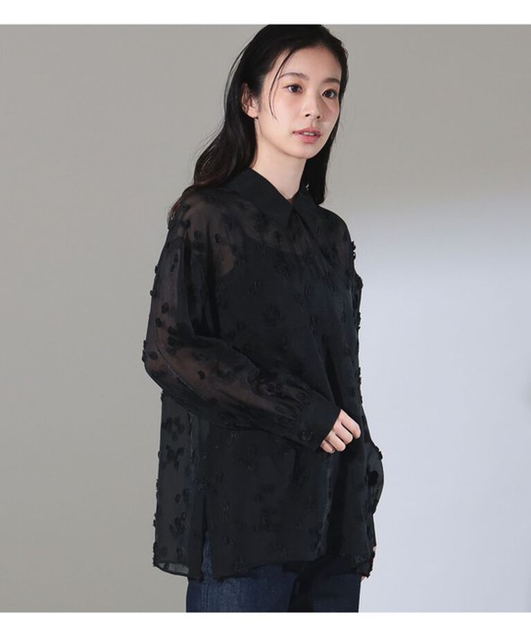 Demi-Luxe BEAMS 「シアーカット ジャガード ブラウス」|シャツ・ブラウス|
