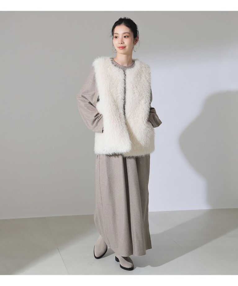 Demi-Luxe BEAMS 「ウェイビー フェイクファー ジレ」|ダウン|
