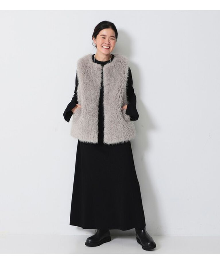 Demi-Luxe BEAMS 「ウェイビー フェイクファー ジレ」|ダウン|