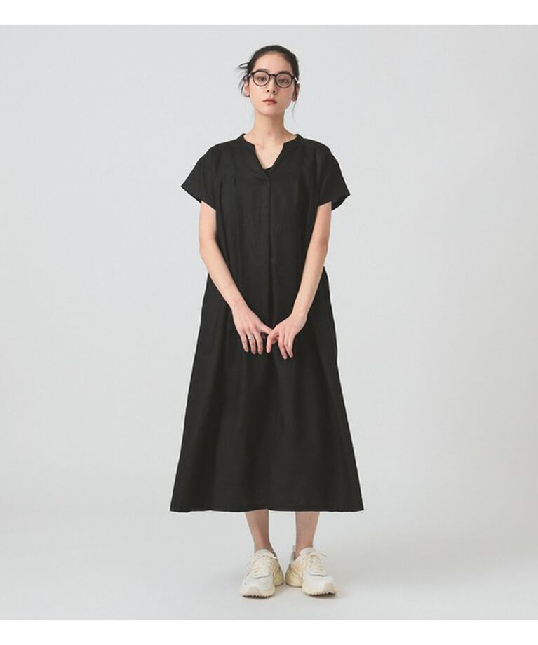 Ray BEAMS 「リネン タック キーネック ワンピース」|ワンピース|