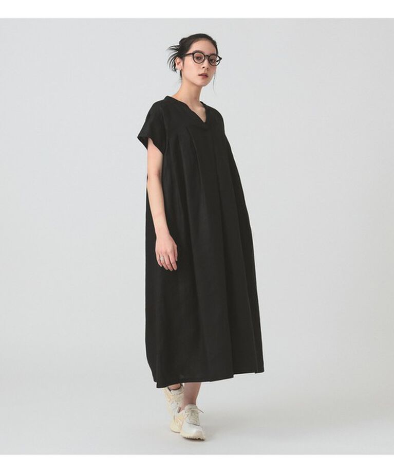 Ray BEAMS 「リネン タック キーネック ワンピース」|ワンピース|