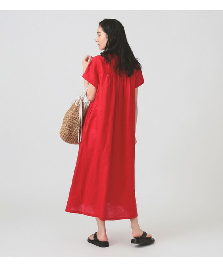 Ray BEAMS 「リネン タック キーネック ワンピース」|ワンピース|