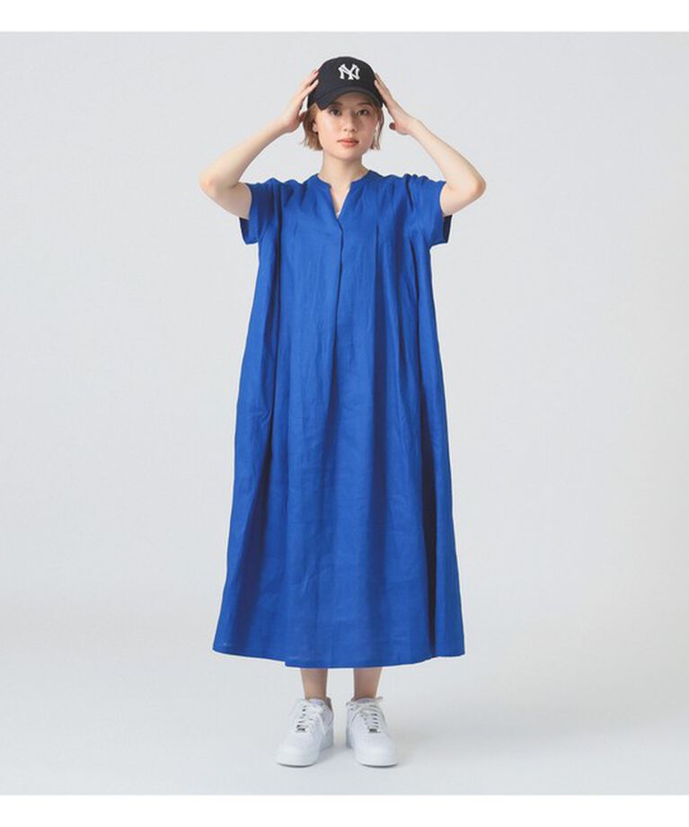 Ray BEAMS 「リネン タック キーネック ワンピース」|ワンピース|