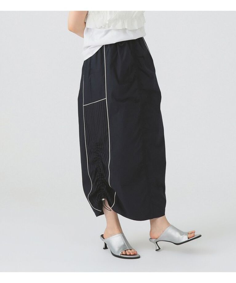 Ray BEAMS 「ストライプ キリカエ トラックスカート」|スカート|NAVY