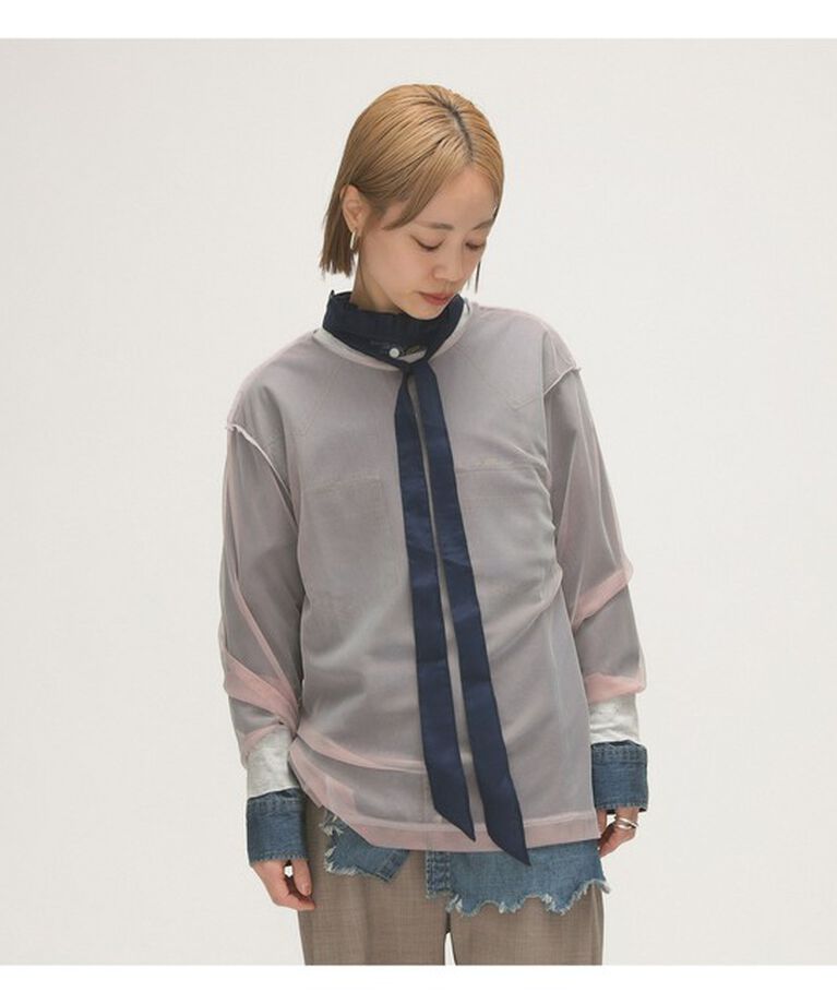 BEAMSBOY「maturely / シャンブレー インサイドアウト ロングスリーブ」|Tシャツ・カットソー|PINK