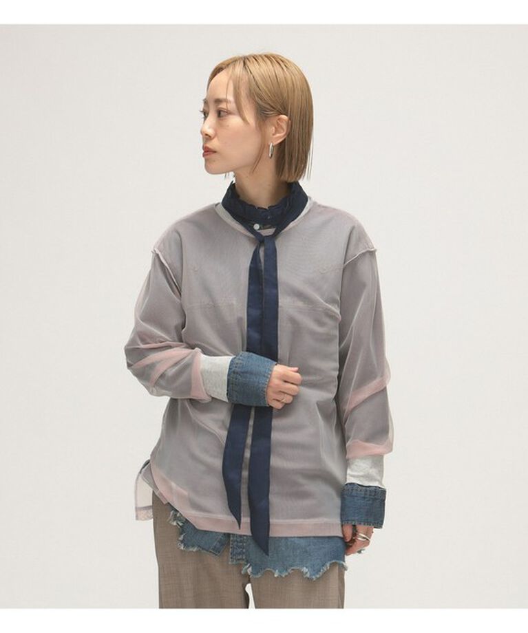 BEAMSBOY「maturely / シャンブレー インサイドアウト ロングスリーブ」|Tシャツ・カットソー|
