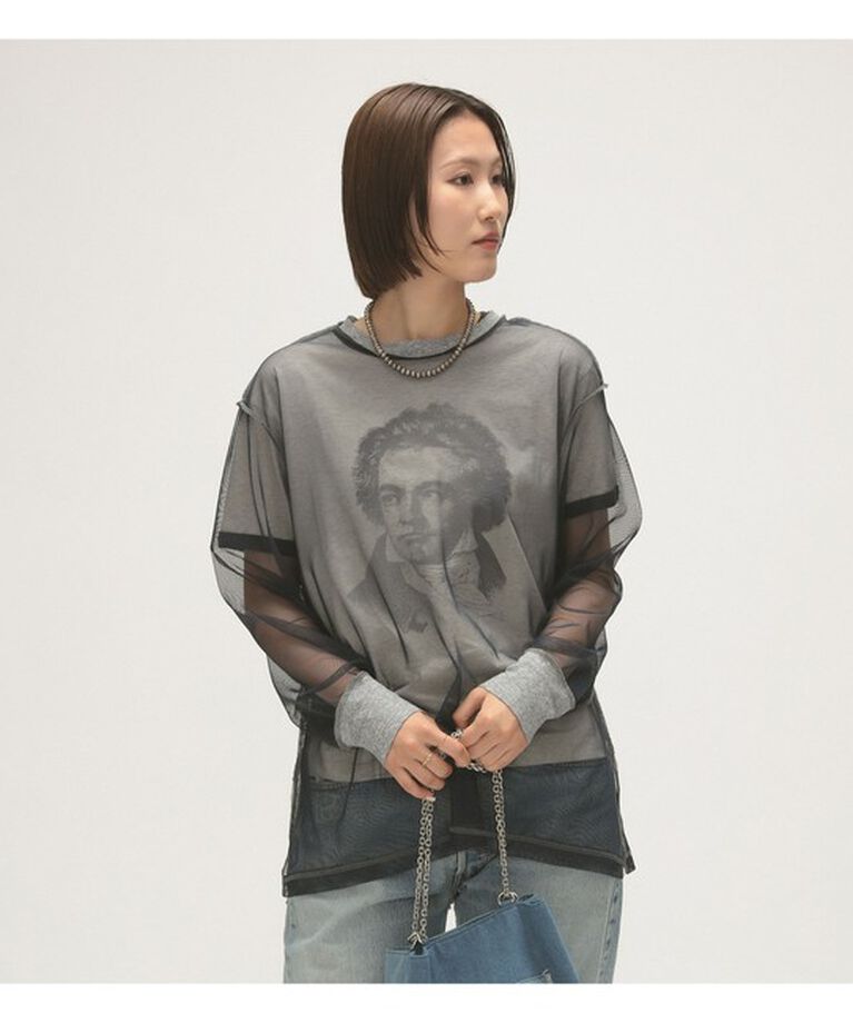 BEAMSBOY「maturely / シャンブレー インサイドアウト ロングスリーブ」|Tシャツ・カットソー|NAVY