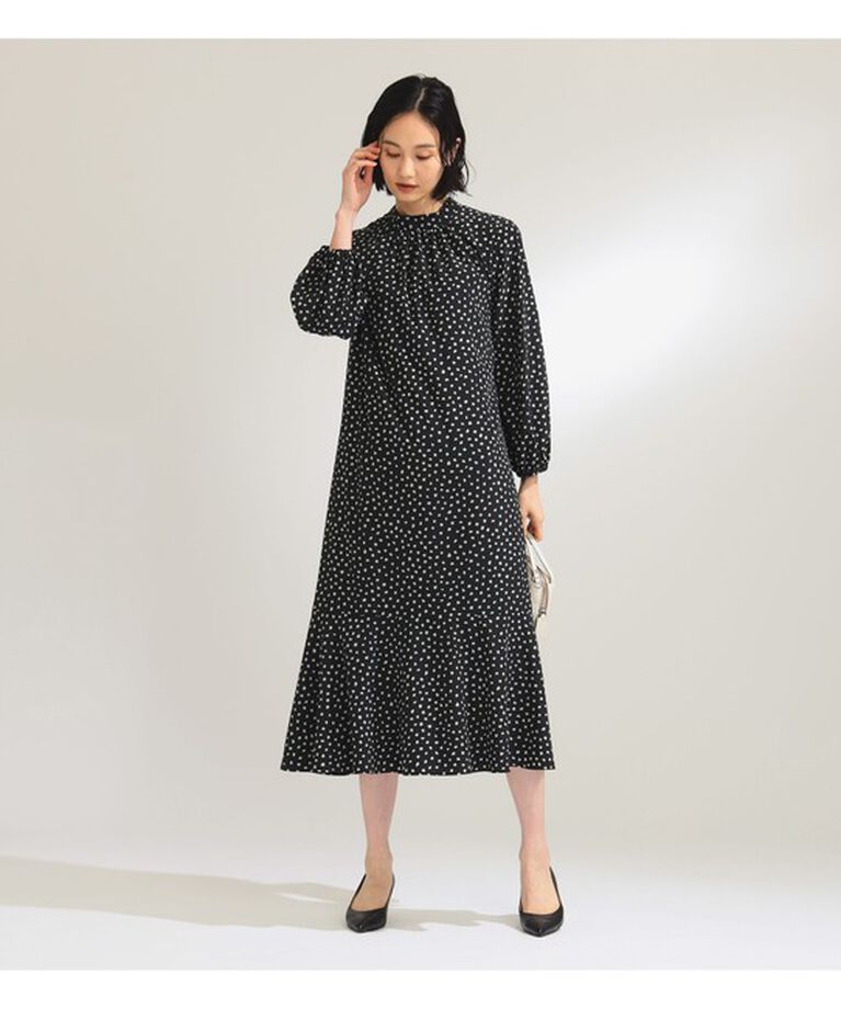 Demi-Luxe BEAMS 「変形ドット ティアードワンピース」|ワンピース|BLACK×OFF WHITE