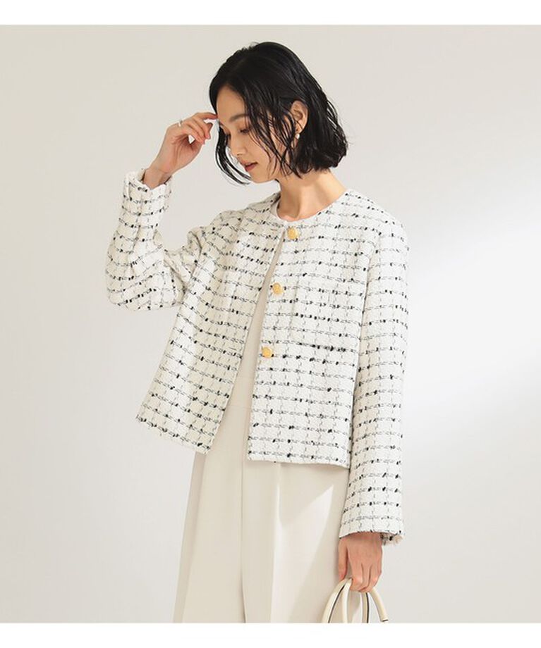 Demi-Luxe BEAMS 「ツイード ノーカラー ジャケット」|ダッフルコート|