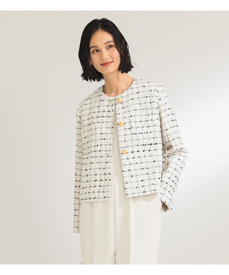 Demi-Luxe BEAMS 「ツイード ノーカラー ジャケット」|ダッフルコート|