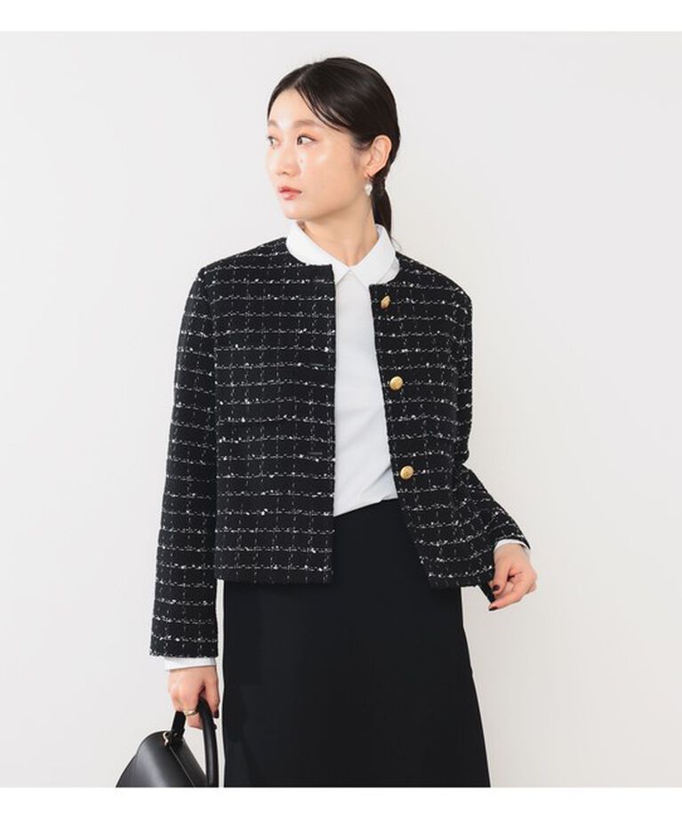 Demi-Luxe BEAMS 「ツイード ノーカラー ジャケット」|ダッフルコート|