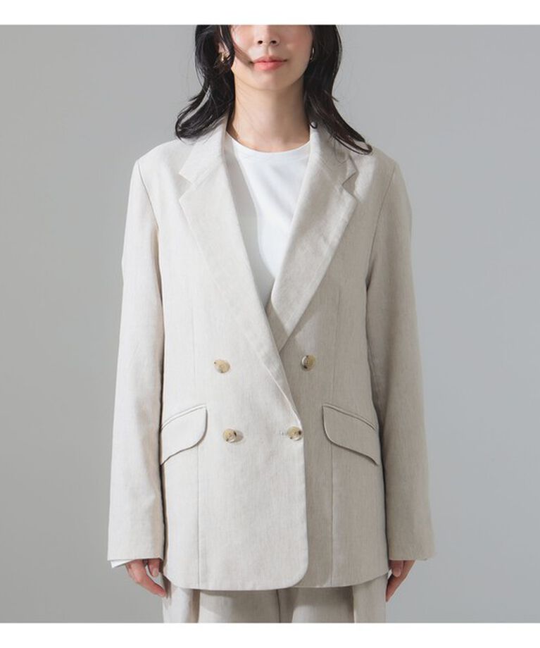 Demi-Luxe BEAMS 「【別注】TICCA / ソリッド リネン ダブル ジャケット」|ダッフルコート|