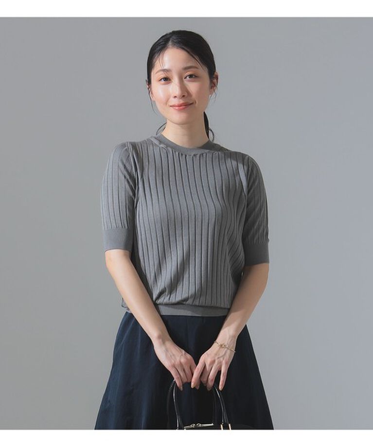 Demi-Luxe BEAMS 「SLOANE / 18ゲージ ワイドリブ ハーフスリーブ ニット」|ニット・セーター|
