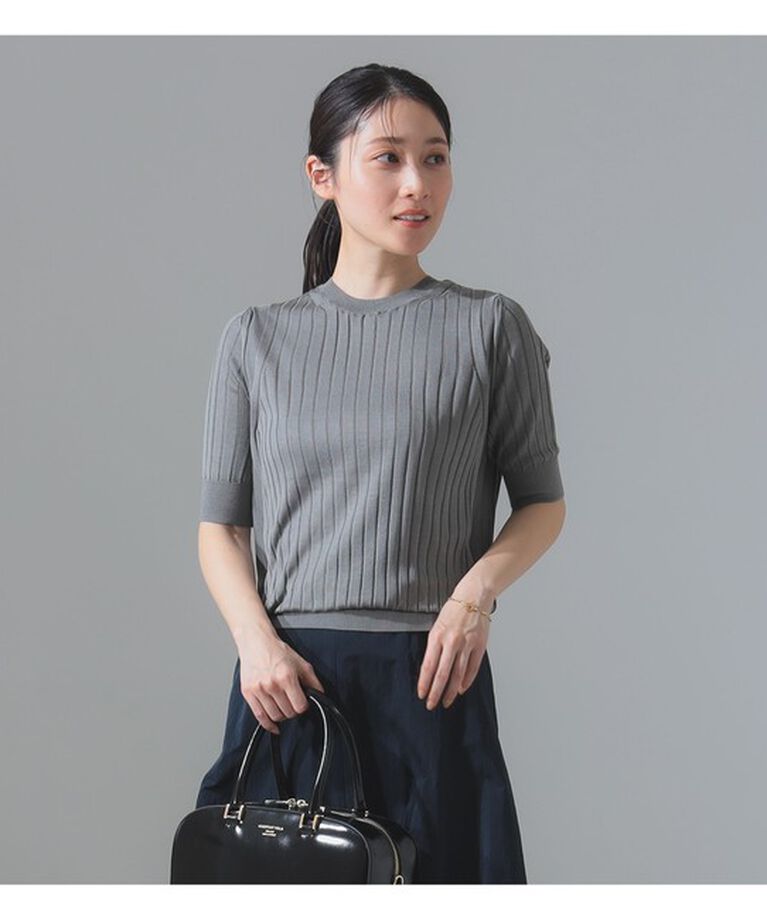 Demi-Luxe BEAMS 「SLOANE / 18ゲージ ワイドリブ ハーフスリーブ ニット」|ニット・セーター|