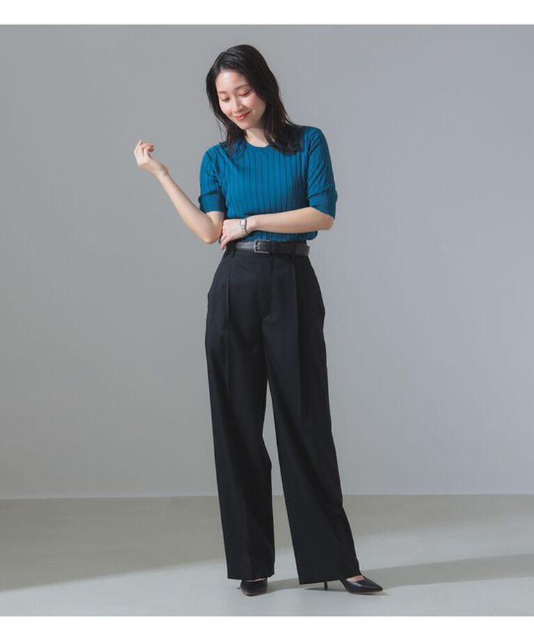 Demi-Luxe BEAMS 「SLOANE / 18ゲージ ワイドリブ ハーフスリーブ ニット」|ニット・セーター|