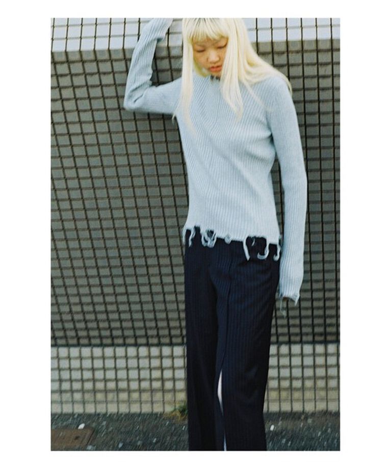 Ray BEAMS 「リブ ダメージ クルーネック トップス」|ニット・セーター|
